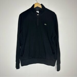Men’s Lacoste 1/4 Zip Pullover Cotton Sweatshirt Black Size XL